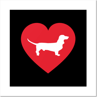 Heart with a Dachshund Silhouette Posters and Art